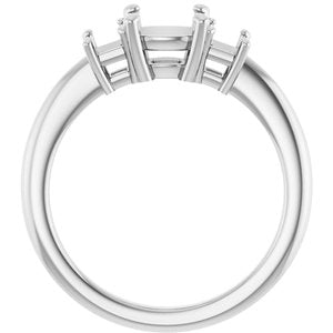 14K White Gold 6x6 mm Cushion Engagement Ring Mounting 
