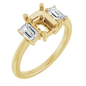 14K Yellow Gold 8x6 mm Emerald 3/4 CTW Lab-Grown Diamond Semi-Set Engagement Ring
