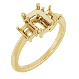 14K Yellow Gold 8x6 mm Emerald Engagement Ring Mounting 