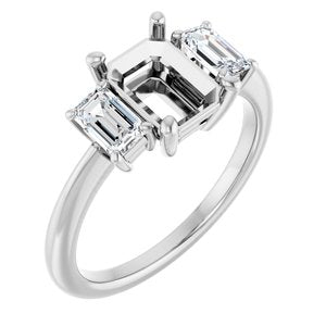 14K White Gold 8x6 mm Emerald 3/4 CTW Lab-Grown Diamond Semi-Set Engagement Ring