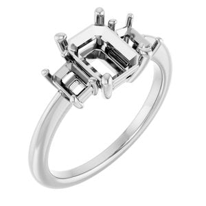 Platinum 8x6 mm Emerald Engagement Ring Mounting 