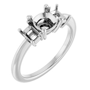 14K White Gold 6x6 mm Cushion Engagement Ring Mounting 