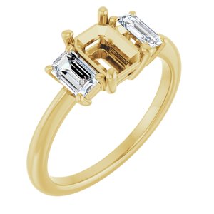 14K Yellow Gold 7x5 mm Emerald 5/8 CTW Lab-Grown Semi-Set Engagement Ring