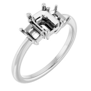 Platinum 7x5 mm Emerald Engagement Ring Mounting 