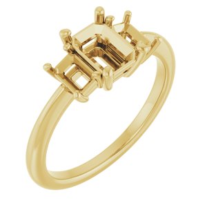 14K Yellow Gold 7x5 mm Emerald Engagement Ring Mounting 