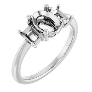 10K White Gold 8x6 mm Oval Engagement Ring Mounting 