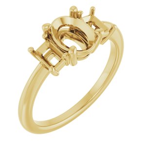 10K Yellow Gold 8x6 mm Oval Engagement Ring Mounting 