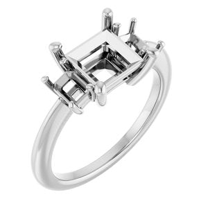 14K White Gold 7x7 mm Square Engagement Ring Mounting 