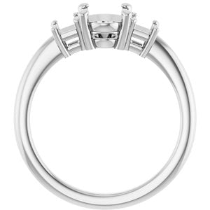 10K White Gold 8x6 mm Oval Engagement Ring Mounting 
