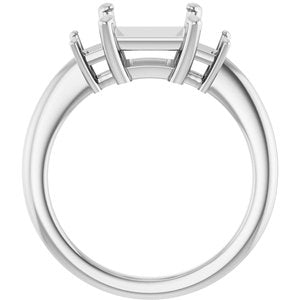 14K White Gold 7x7 mm Square Engagement Ring Mounting 