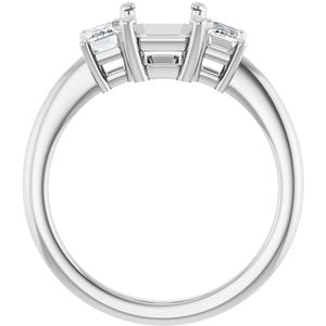 14K White Gold 8x6 mm Emerald 3/4 CTW Lab-Grown Diamond Semi-Set Engagement Ring