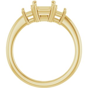 14K Yellow Gold 8x6 mm Emerald Engagement Ring Mounting 