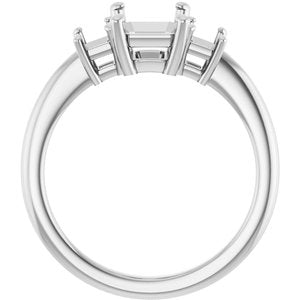 Platinum 8x6 mm Emerald Engagement Ring Mounting 