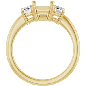 14K Yellow Gold 8x6 mm Emerald 3/4 CTW Lab-Grown Diamond Semi-Set Engagement Ring