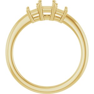 10K Yellow Gold 6x4 mm Emerald Engagement Ring Mounting 