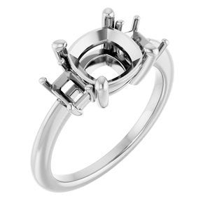 14K White Gold 8x8 mm Cushion Engagement Ring Mounting 