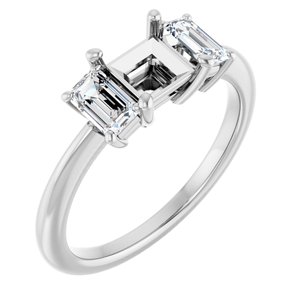 14K White Gold 5x5 mm Square 3/4 CTW Natural Diamond Semi-Set Engagement Ring 