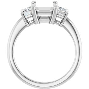 14K White Gold 9x7 mm Emerald 5/8 CTW Lab-Grown Semi-Set Engagement Ring