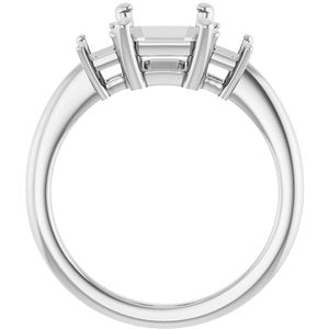 Platinum 9x7 mm Emerald Engagement Ring Mounting 