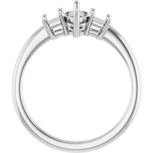14K White Gold 10x5 mm Marquise Engagement Ring Mounting 