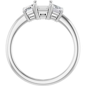 14K White Gold 7x5 mm Emerald 3/4 CTW Natural Diamond Semi-Set Engagement Ring 