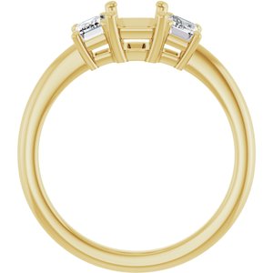 14K Yellow Gold 7x5 mm Emerald 5/8 CTW Lab-Grown Semi-Set Engagement Ring