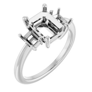 10K White Gold 9x7 mm Emerald Engagement Ring Mounting 