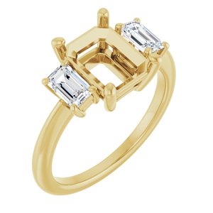 14K Yellow Gold 9x7 mm Emerald 5/8 CTW Lab-Grown Semi-Set Engagement Ring