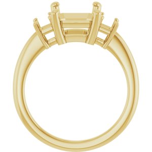 14K Yellow Gold 10x8 mm Emerald Engagement Ring Mounting 