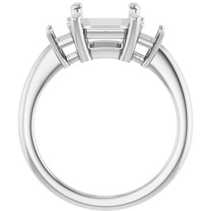 Platinum 10x8 mm Emerald Engagement Ring Mounting 