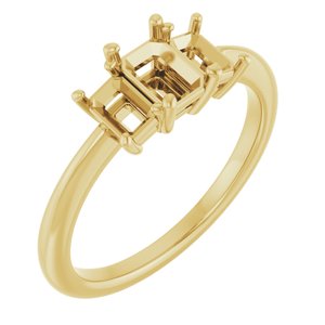 10K Yellow Gold 6x4 mm Emerald Engagement Ring Mounting 