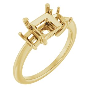 10K Yellow Gold 6.5x6.5 mm Square Engagement Ring Mounting 