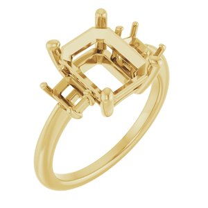 14K Yellow Gold 10x8 mm Emerald Engagement Ring Mounting 