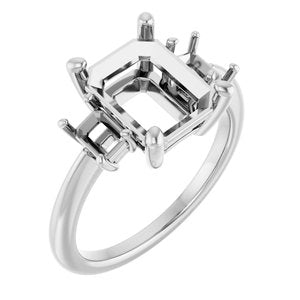 Platinum 10x8 mm Emerald Engagement Ring Mounting 