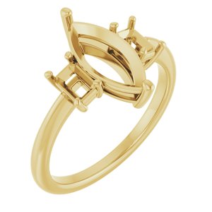 14K Yellow Gold 12x6 mm Marquise Engagement Ring Mounting 
