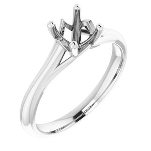 14K White Gold 6 mm Round Solitaire Engagement Ring Mounting