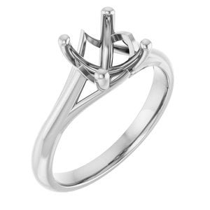 14K White Gold 7 mm Cushion Solitaire Engagement Ring Mounting