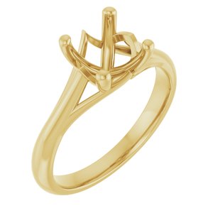 14K Yellow Gold 7 mm Cushion Solitaire Engagement Ring Mounting