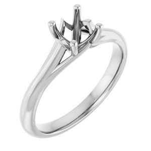 14K White Gold 5.8 mm Round Solitaire Engagement Ring Mounting