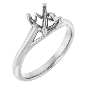 14K White Gold 8x6 mm Oval Solitaire Engagement Ring Mounting