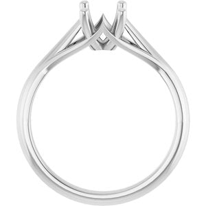 14K White Gold 7x5 mm Emerald Solitaire Engagement Ring Mounting