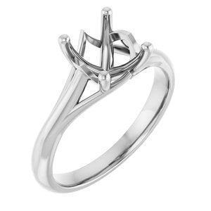 14K White Gold 9x7 mm Oval Solitaire Engagement Ring Mounting