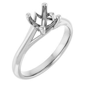 14K White Gold 6 mm Cushion Solitaire Engagement Ring Mounting