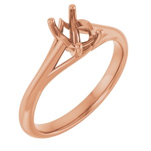 14K Rose Gold 6x4 mm Emerald Solitaire Engagement Ring Mounting