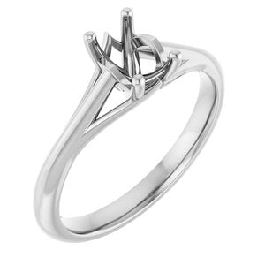 14K White Gold 6x4 mm Emerald Solitaire Engagement Ring Mounting