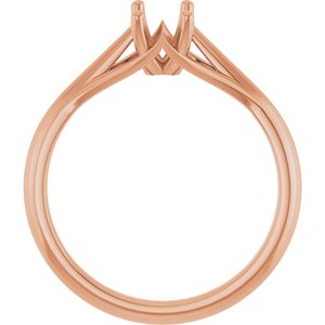 14K Rose Gold 6x4 mm Emerald Solitaire Engagement Ring Mounting