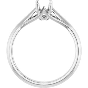 14K White Gold 6x4 mm Emerald Solitaire Engagement Ring Mounting