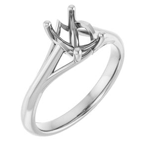 14K White Gold 7x5 mm Emerald Solitaire Engagement Ring Mounting