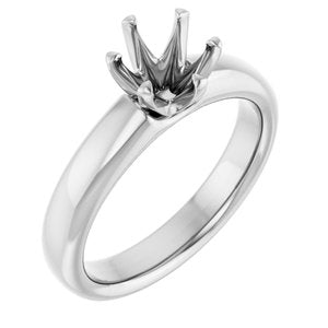 14K White Gold 6.5 mm Round Engagement Ring Mounting