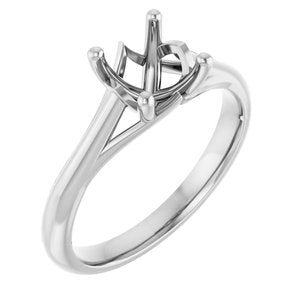 14K White Gold 6 mm Asscher Solitaire Engagement Ring Mounting